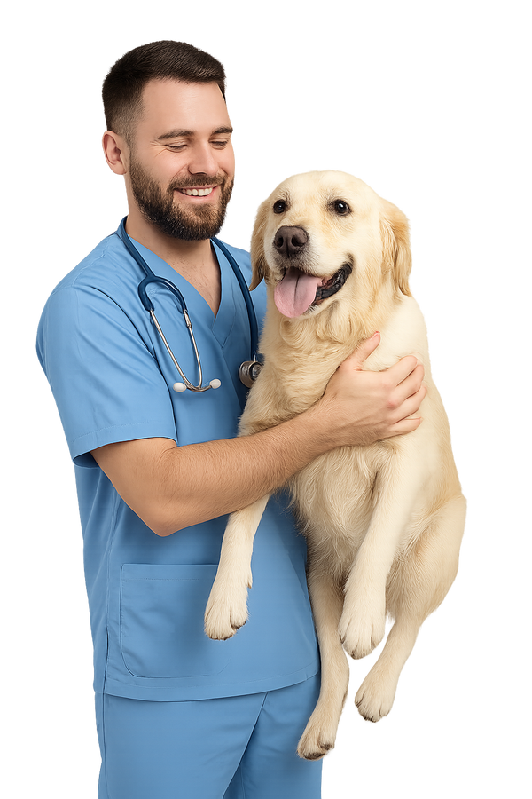 Vétérinaire tenant un chien